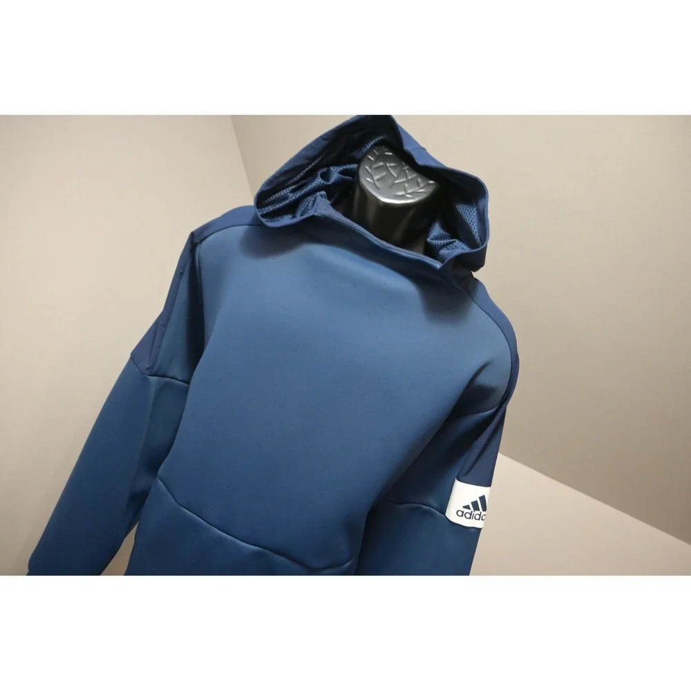 Adidas Hoodie Sweatshirt Performance Mens Large‎ Blue Pullover Athletic Fleece
